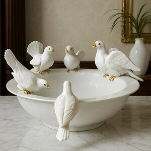 Doves Bird Bath Bowl-Italian Ceramic